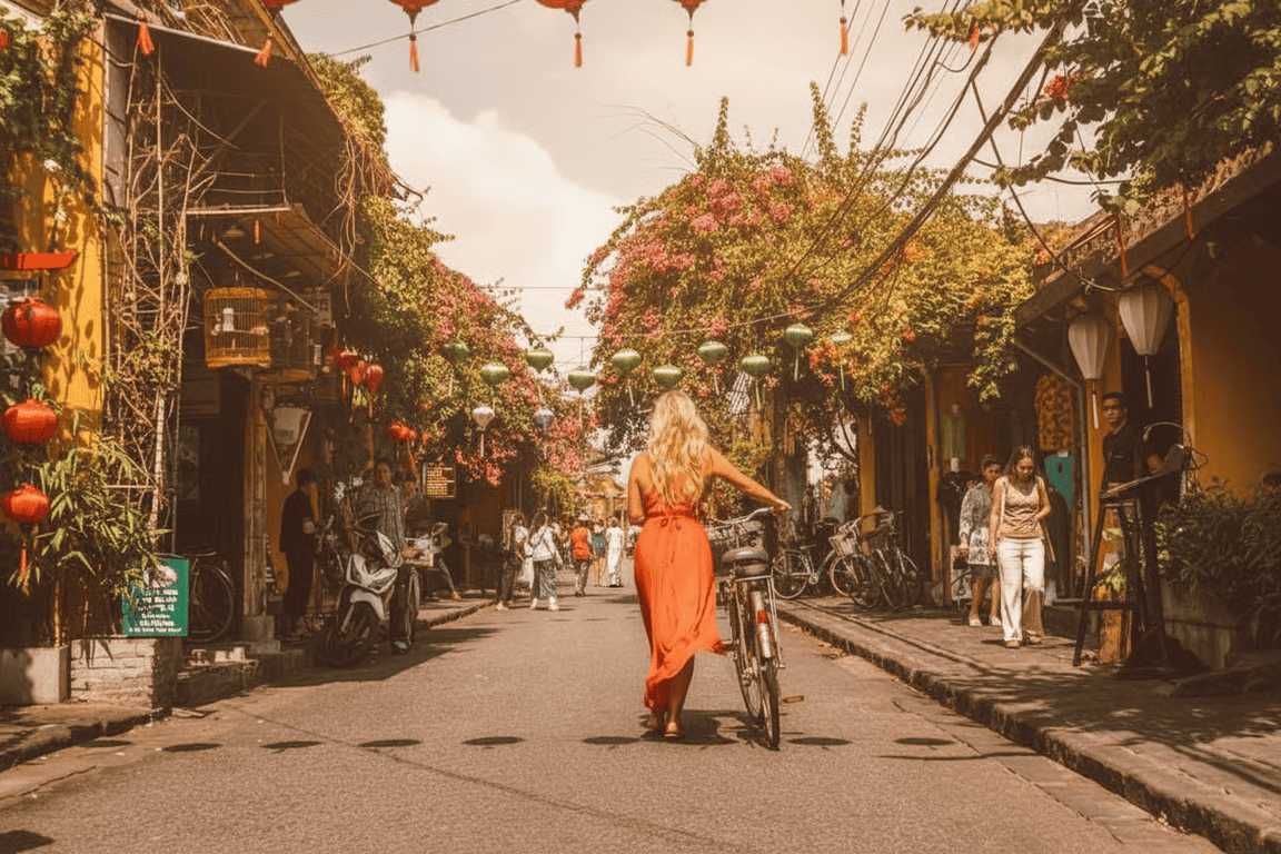 Riding a bicycle is one of the best ways for visitors to fully explore the charm of Hoi An’s ancient town